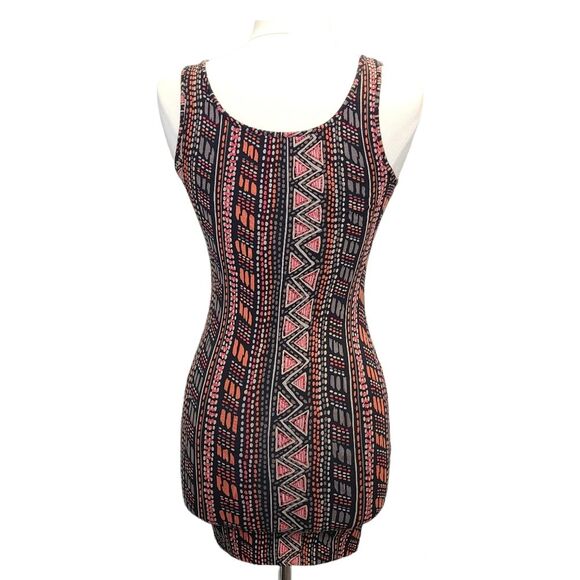 Forever 21 Tribal Burnt Orange Black Brown Bodycon Summer Mini Dress S - Picture 2 of 7